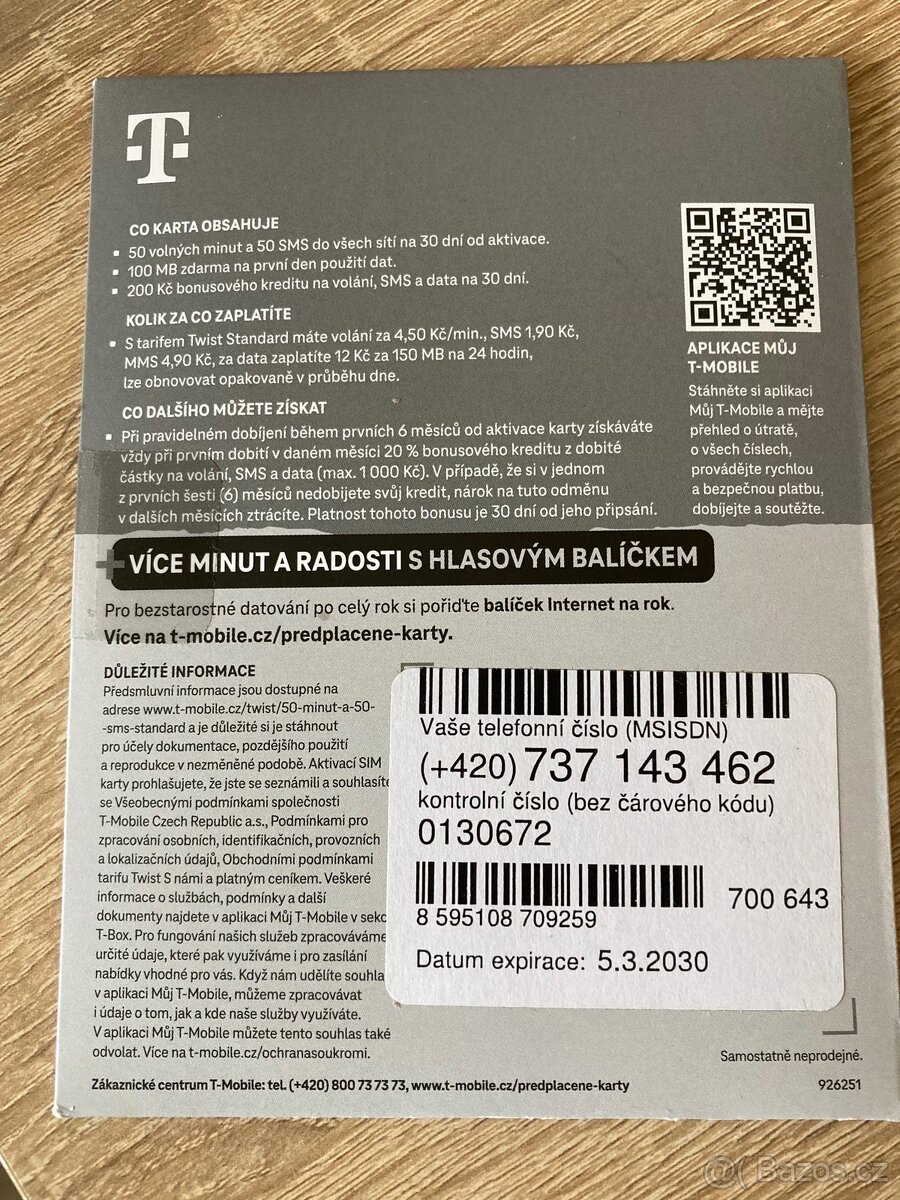 Nová sim, pošta 50,- - 2