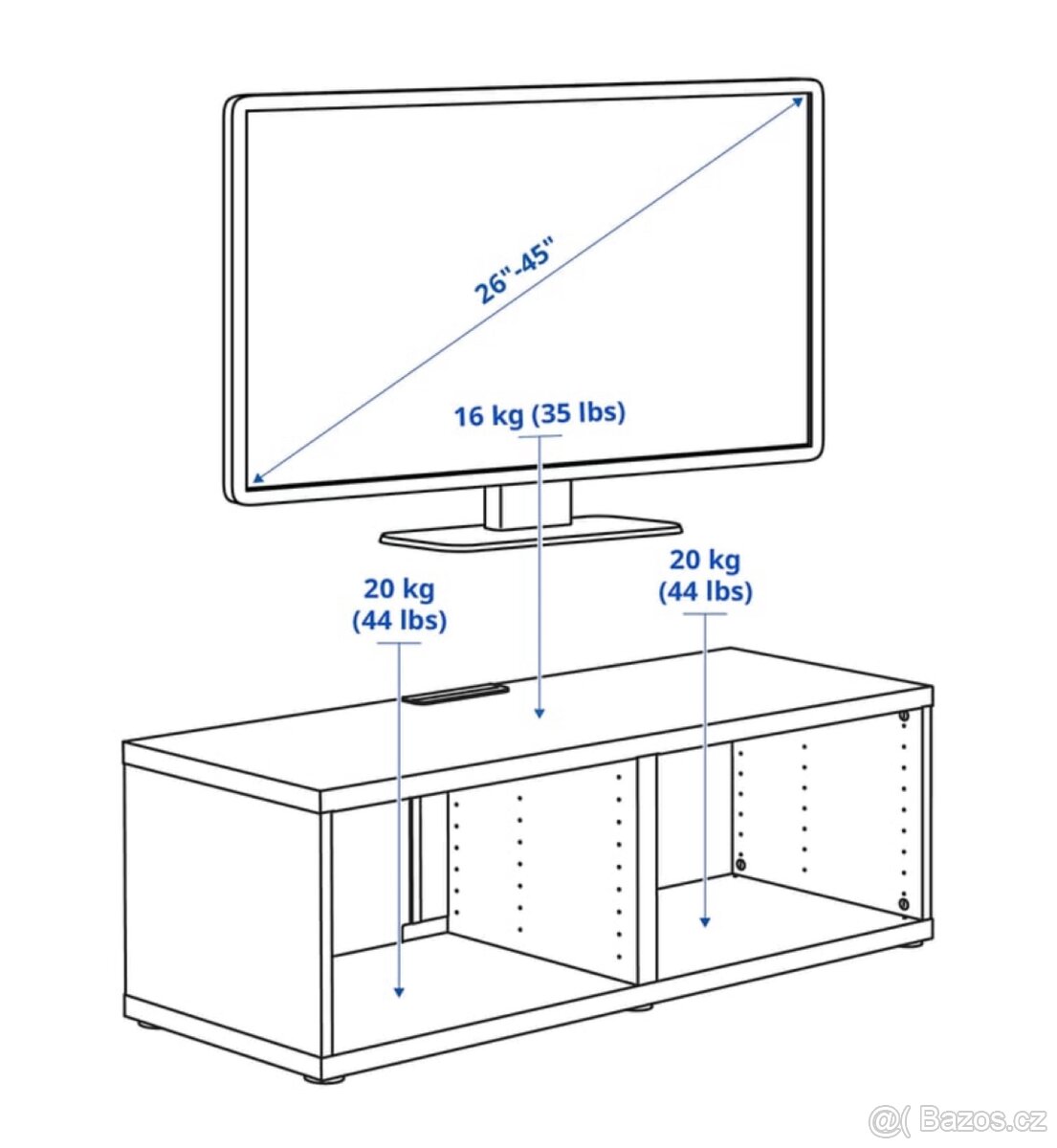 TV stolek pro zásuvky IKEA Besta bílá Voxtorp dveře - 2