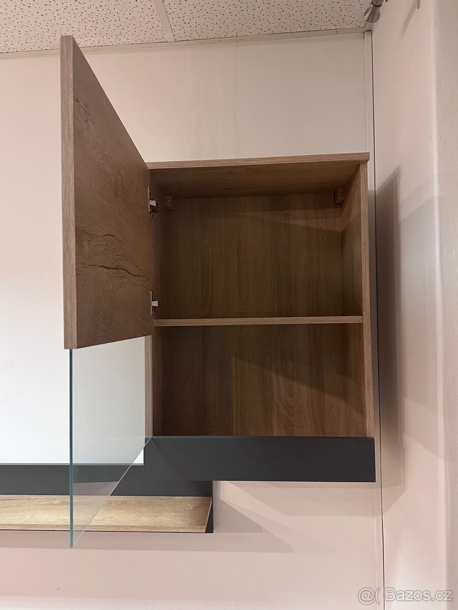 Obývací stěna - dub lefkas a šedý mat - 2