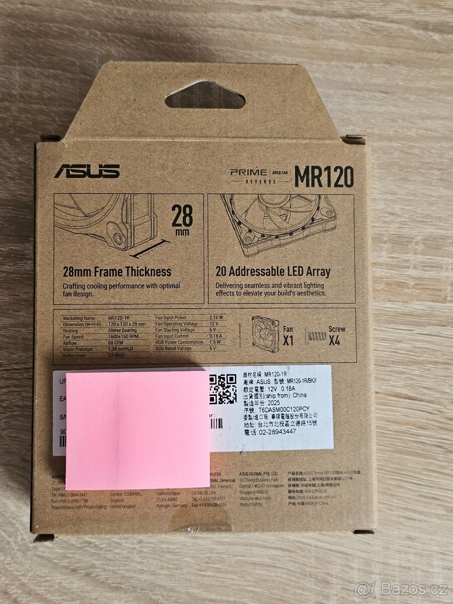 Asus PRIME MR120 ARGB Reverse Ventilátor Nový - 2