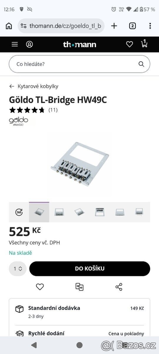 Göldo kobylka na Telecaster s humbuckerem - 2