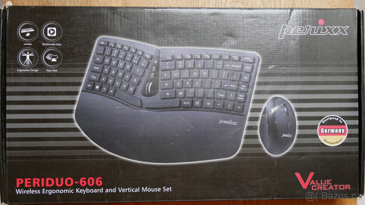 ergonomická sada klávesnice a myši Perixx Periduo-606, nová - 2
