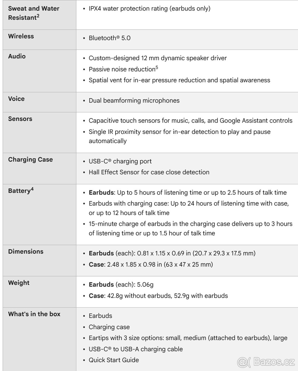 Google Pixel Buds A Series Charcoal, BT 5.0, ZÁRUKA do 04/27 - 2