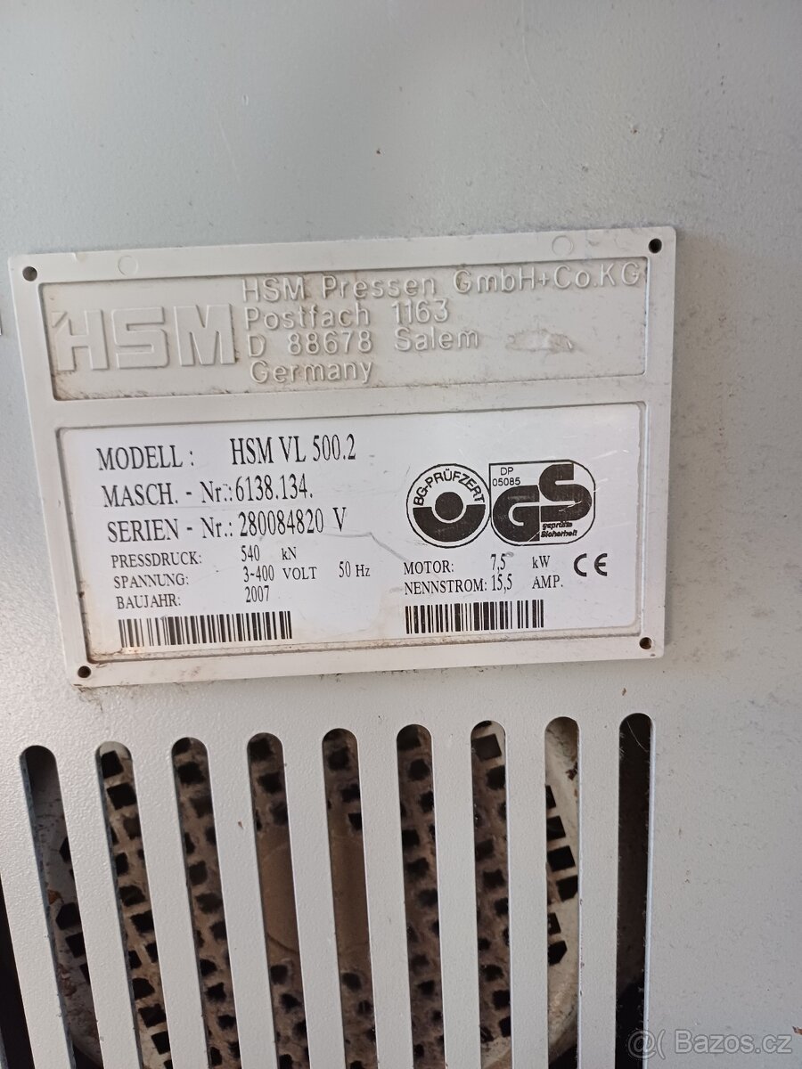 Hydraulický lis HSM VL 500.2 - 2