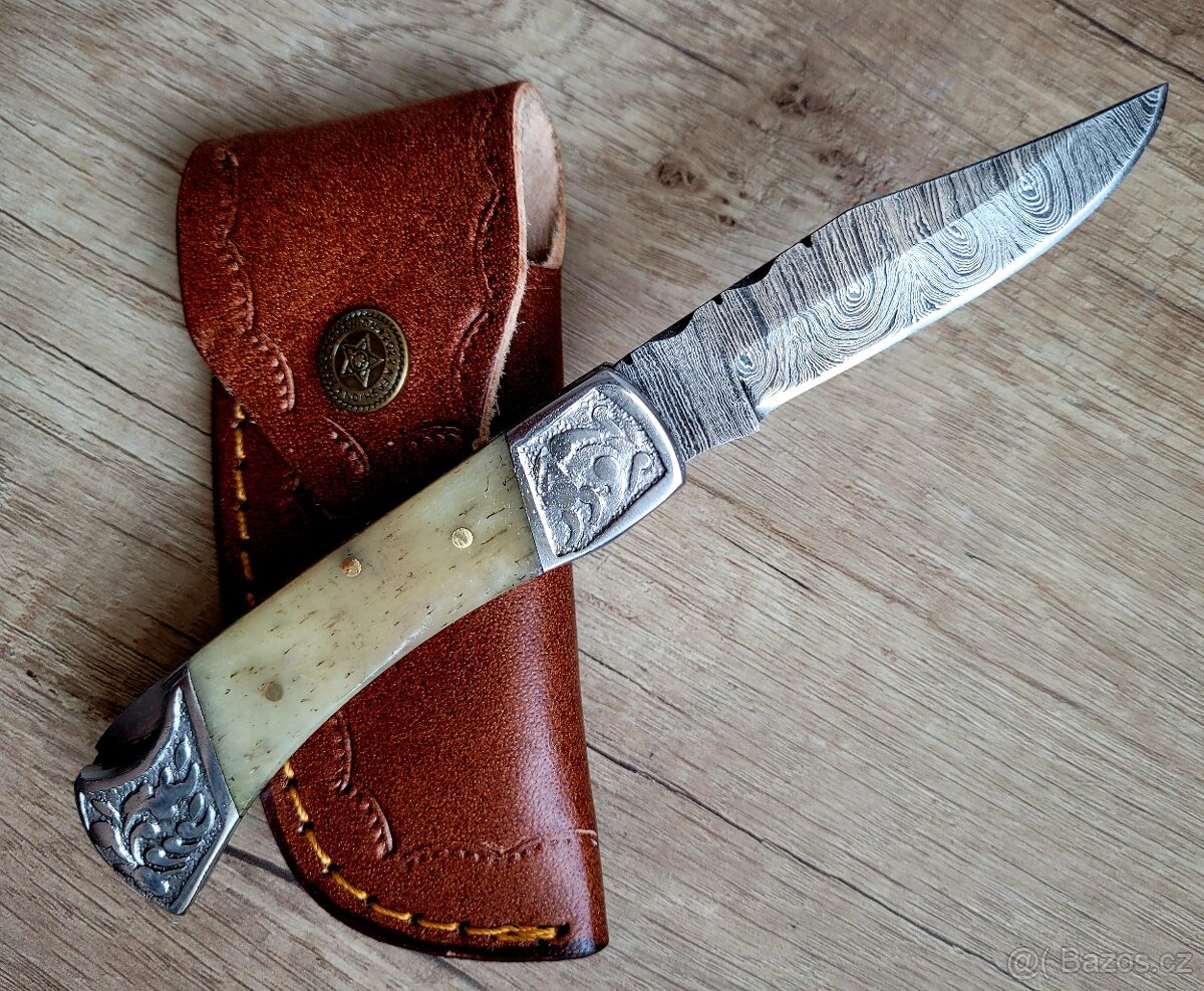 kapesní Damaškový nůž 18 cm LOFTY CAMEL ručně vyrobeno - 2