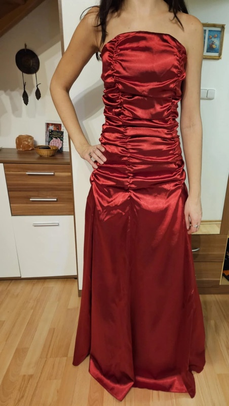 Plesové červené vínové dlouhé šaty - 2