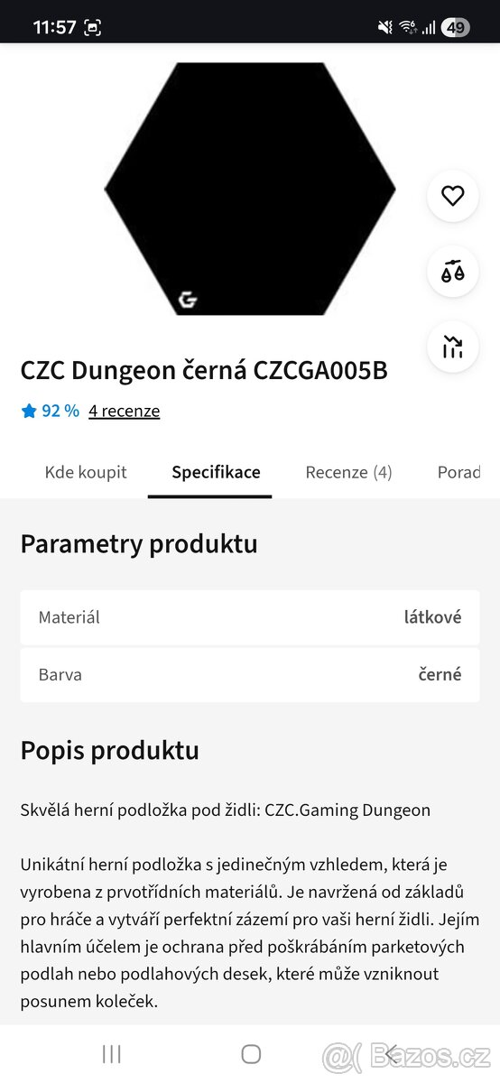 Herní křeslo CZC a podložka - 2