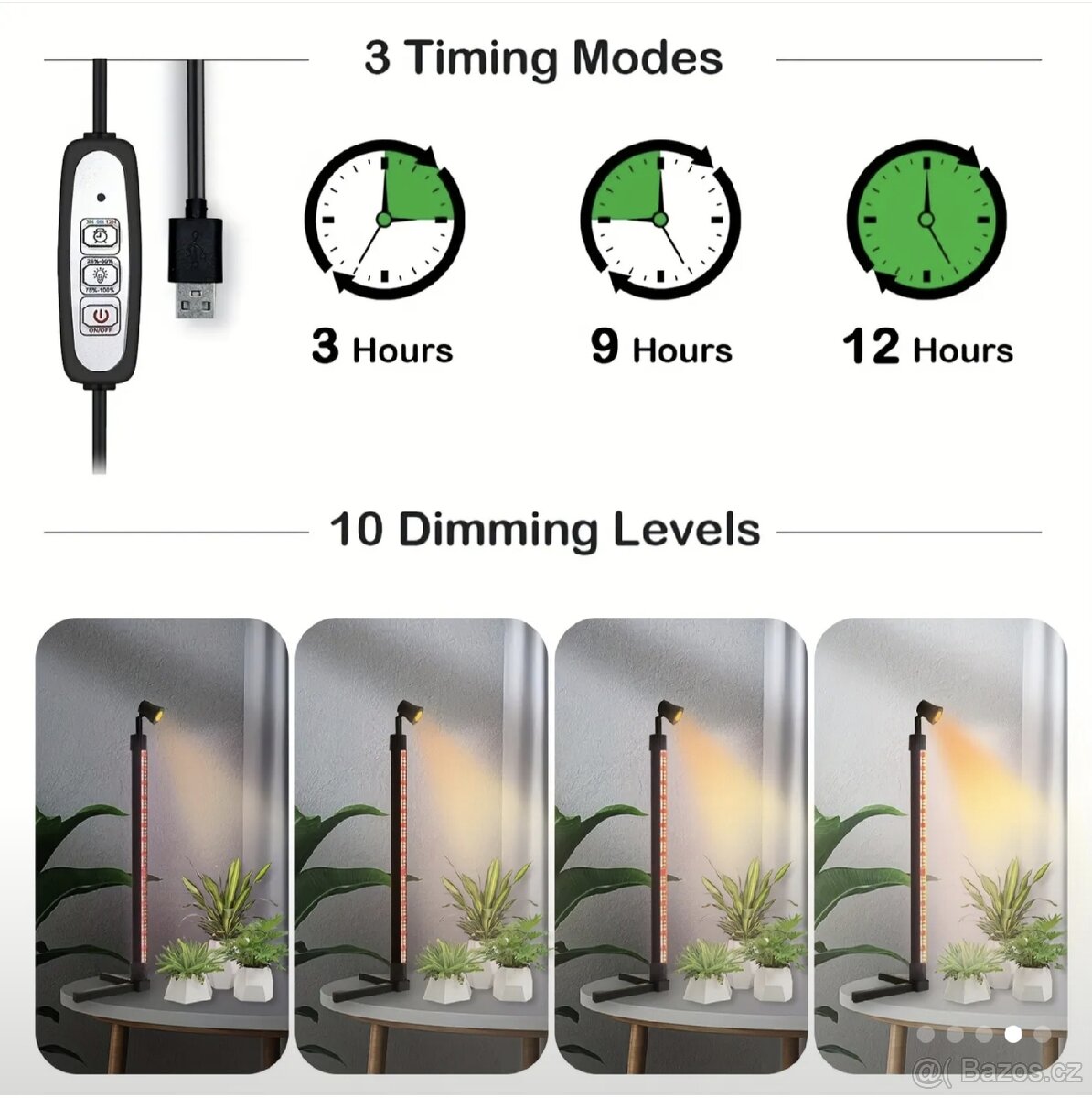 LED pěstební světlo s hlavovým světlem, 60 cm. - 2