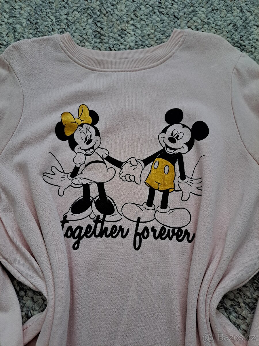 Světle růžová dlouhá mikina Minnie a Mickey Mouse vel.L - 2
