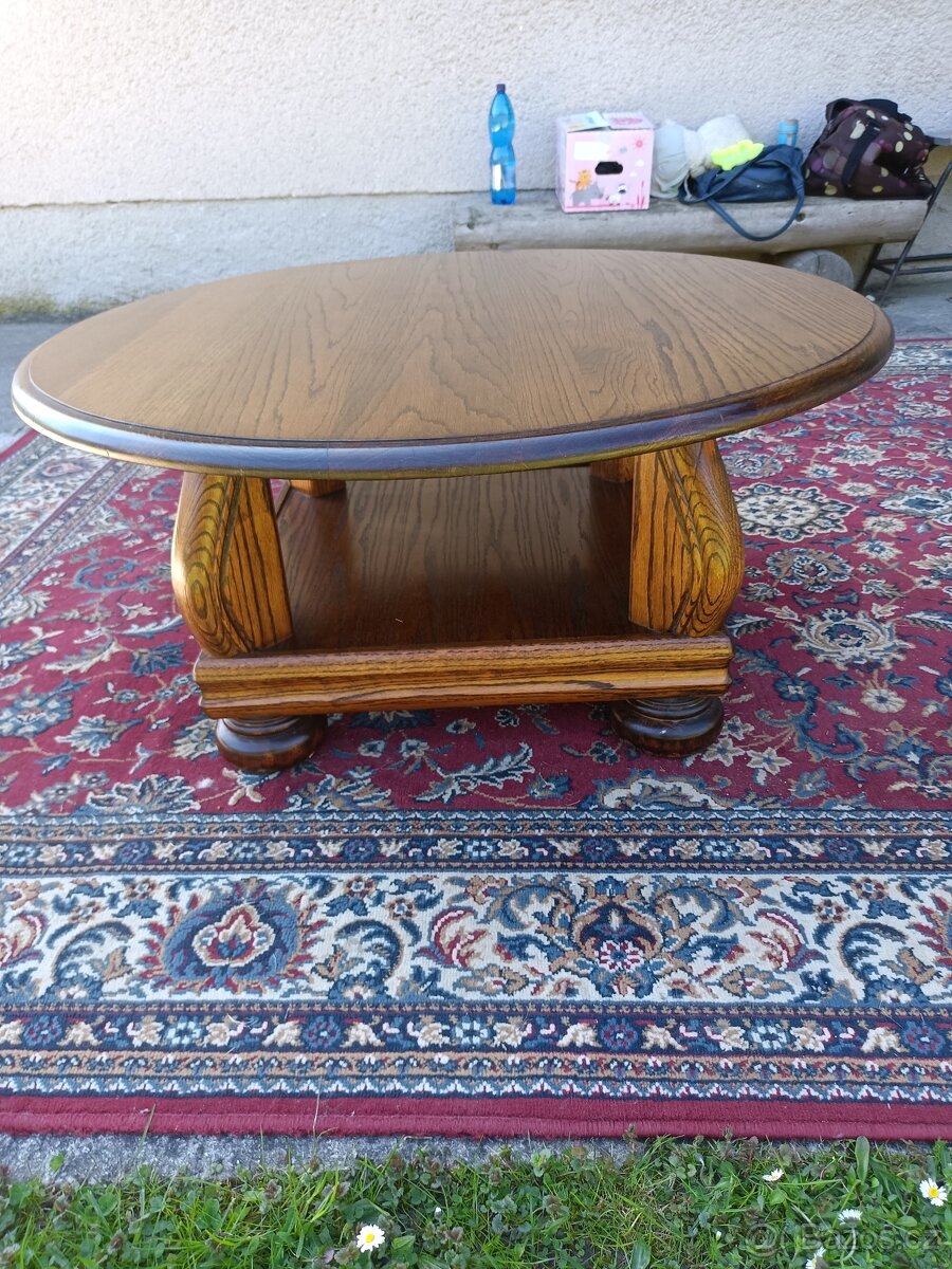 Rustikální konferenční stolek se spodní deskou - 2