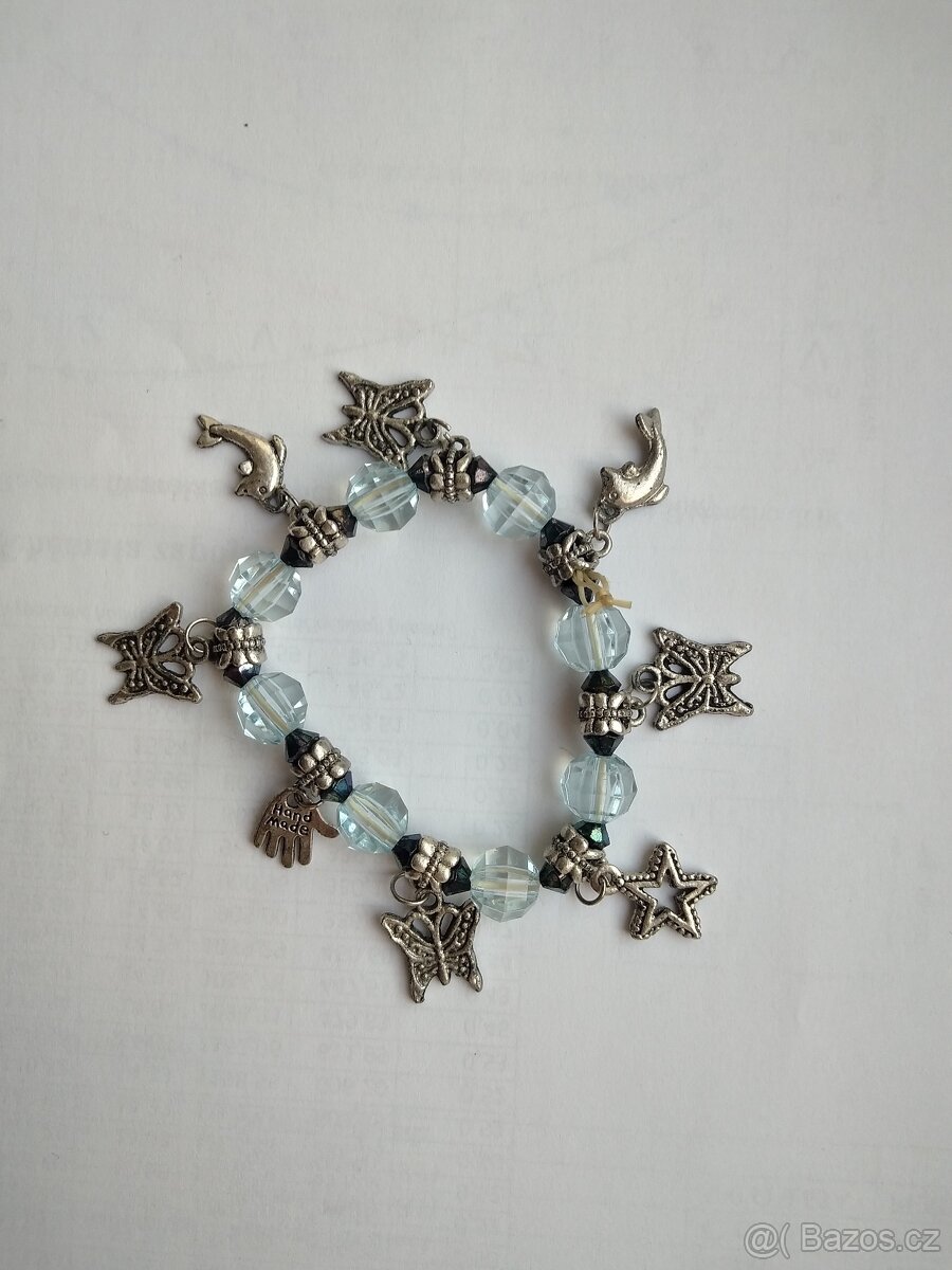 Náramky s korálky, dřevěný prstýnek - 2