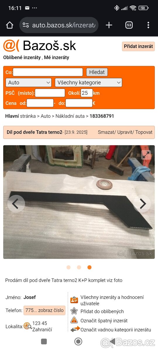 Díl pod dveře Tatra terno - 2