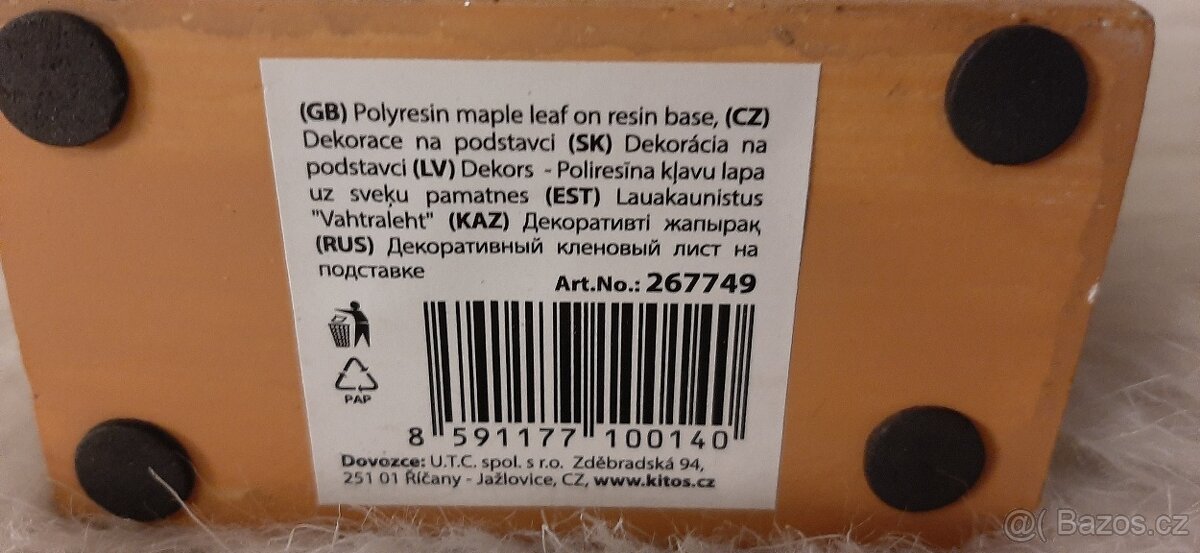 Dekorace stříbrný list javor - 2