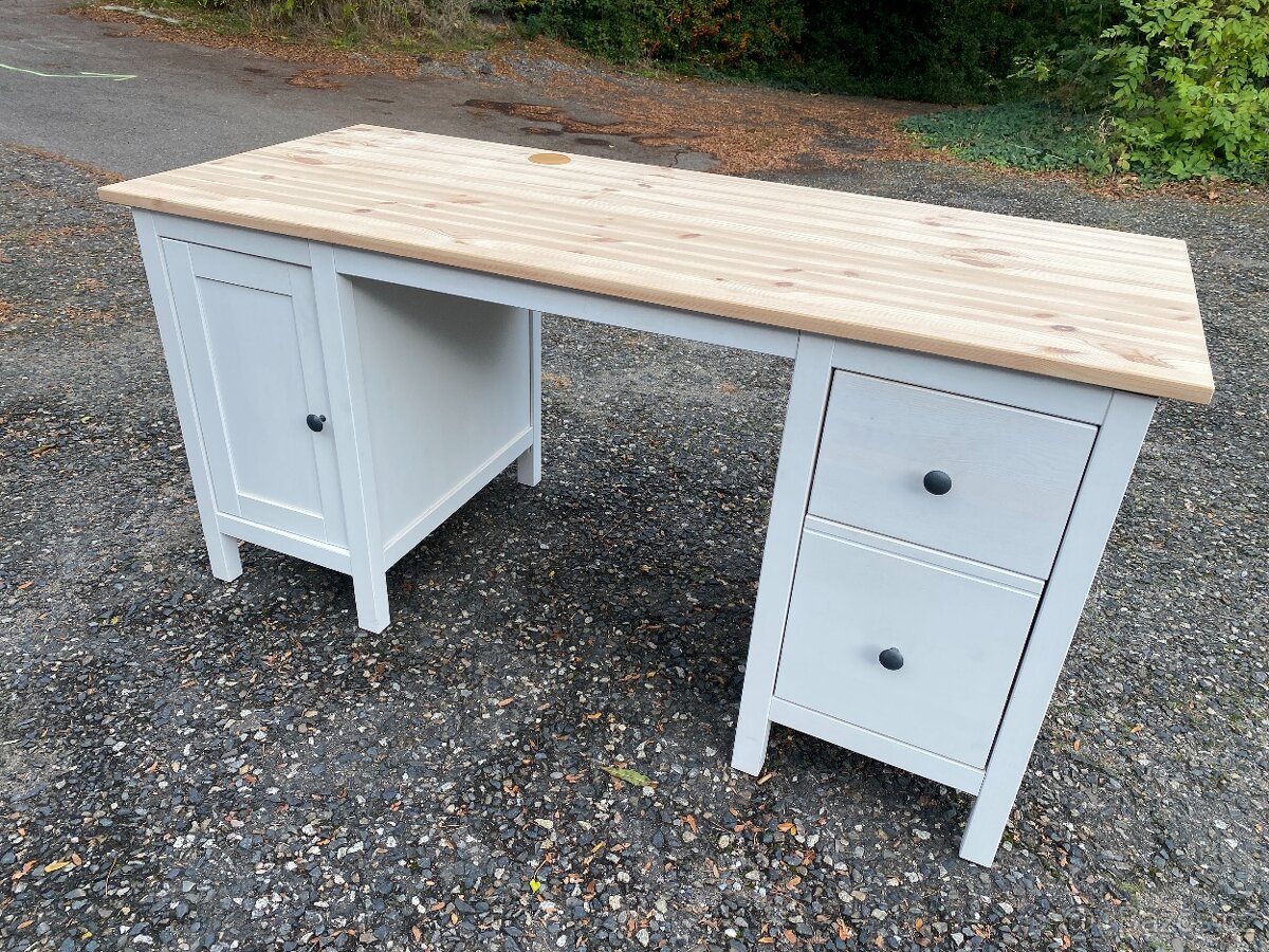 Psací stůl IKEA Hemnes - bíl. mořený - 2