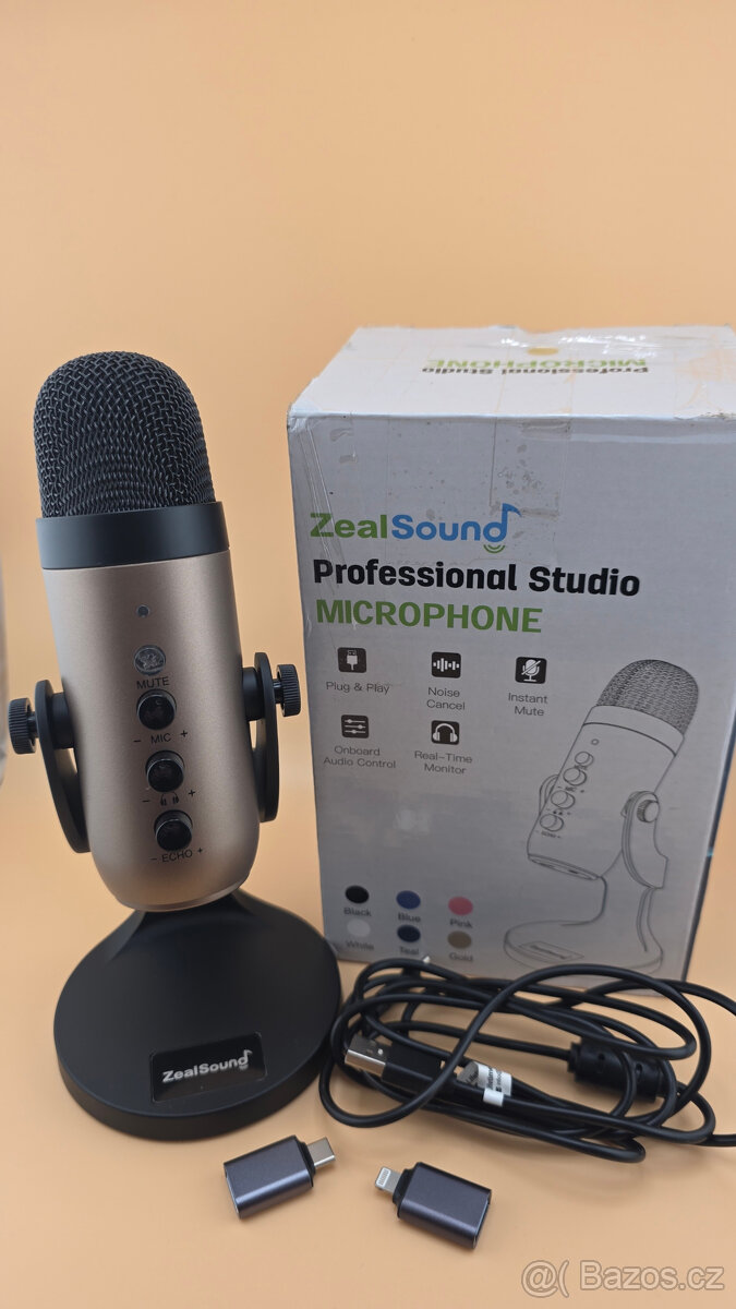 Herní mikrofon Zealsound – USB-C, pro iPhone, zlatý - 2