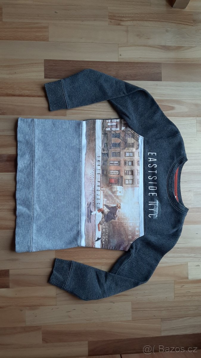 Zateplený svetr/mikina, C&A, Here & There, vel.146-152 - 2