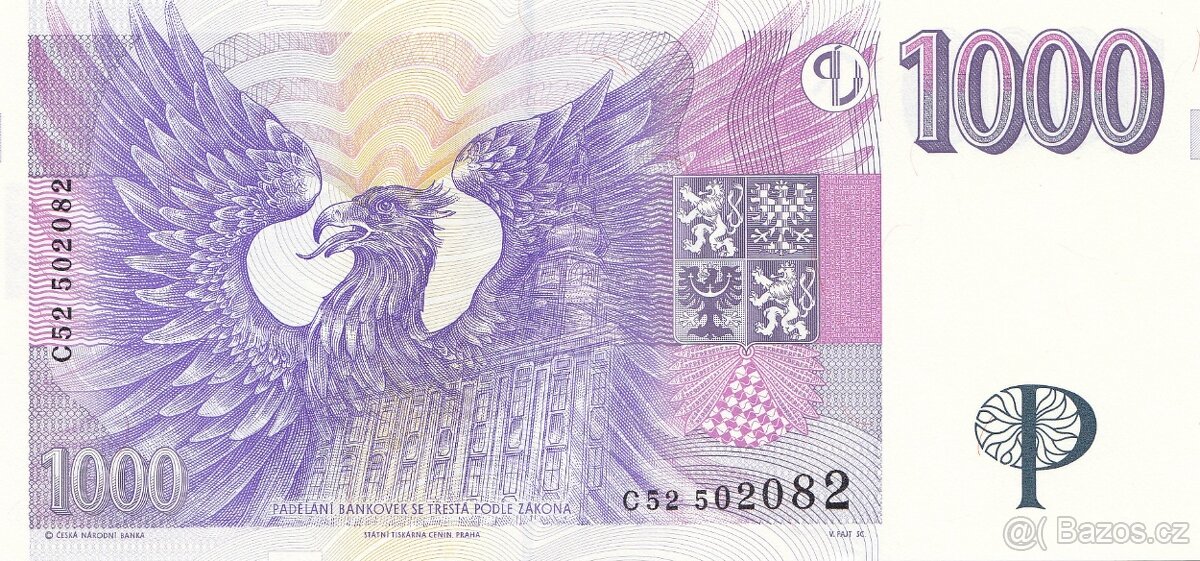 1000 Kč 1996 serie C, Stav UNC - 2