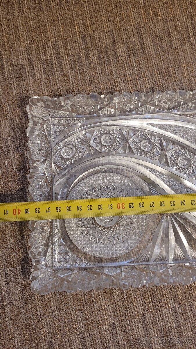 Servírovací tác, broušené sklo - 2