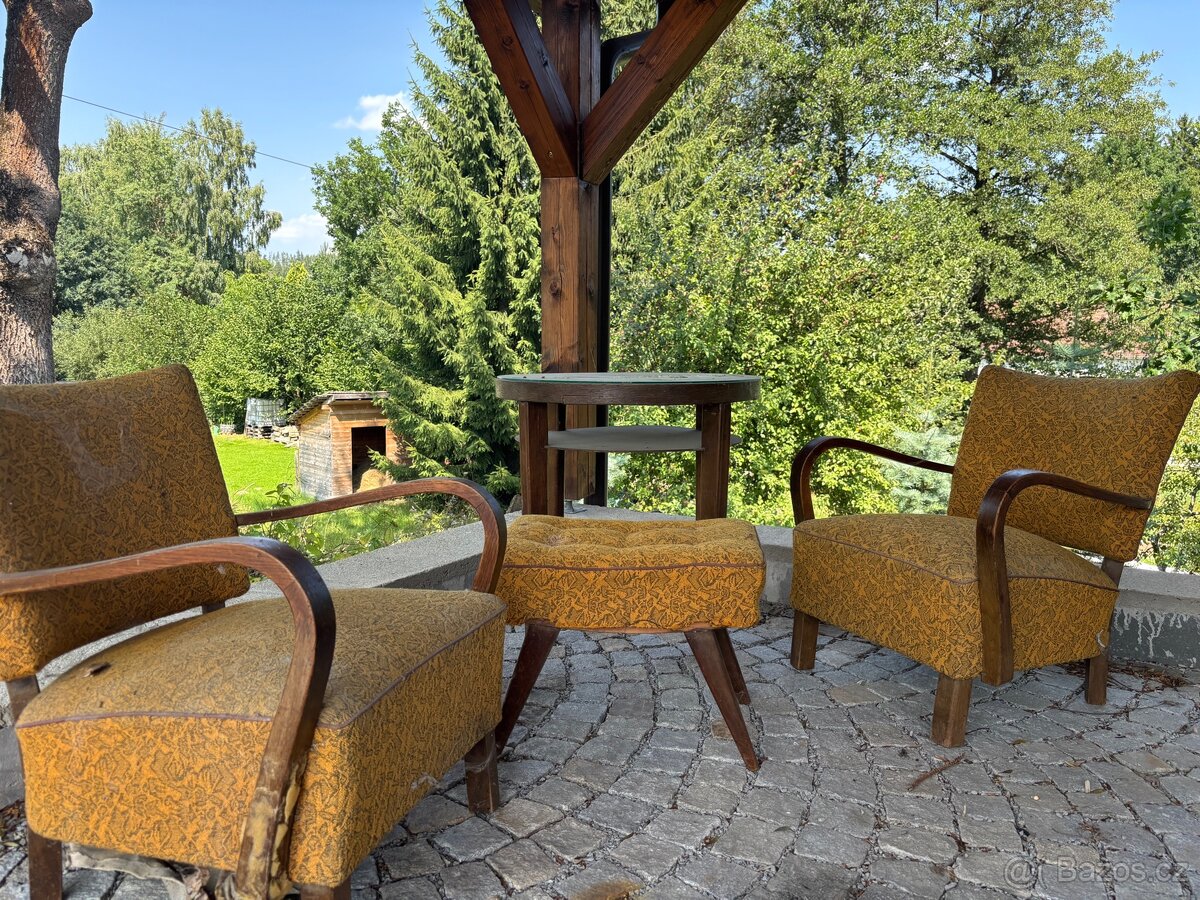 Retro křesla + taburet + stolek - 2