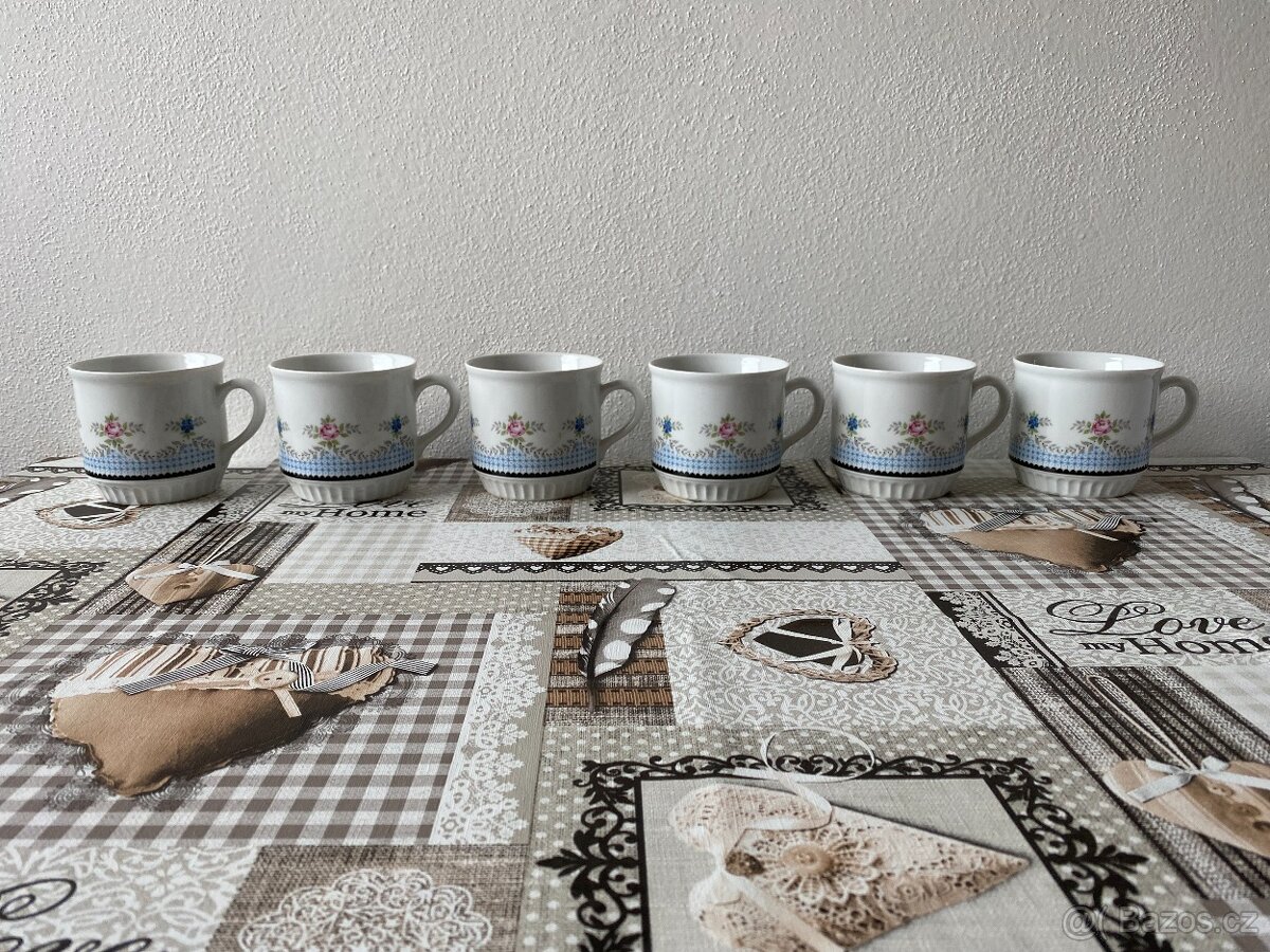 Raritní sada retro hrnků Dubí Czechoslovakia - 375 ml, 6 ks - 2
