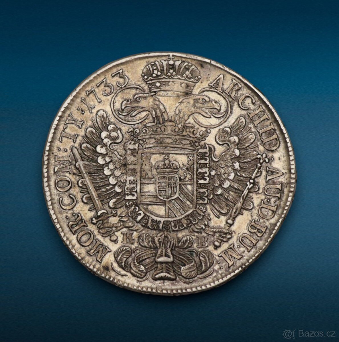 Strieborný Toliar 1733 KB - Karel VI. - Krásny - 2