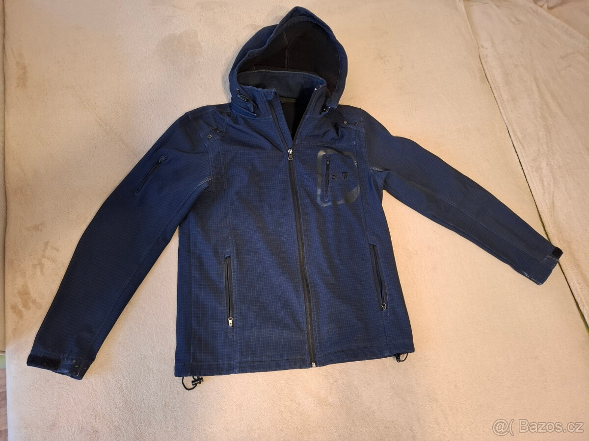 Bunda modrá s kapucí, podzimní, velikost S - 2