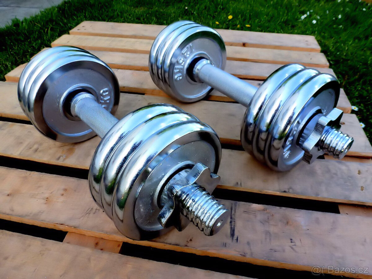 činky 2x10kg za 1900,- CHROM - 2
