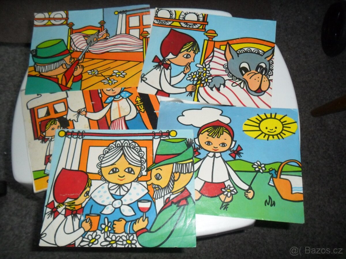 kostky retro pohádky Karkulka, Sněhurka, deskové hry - 2