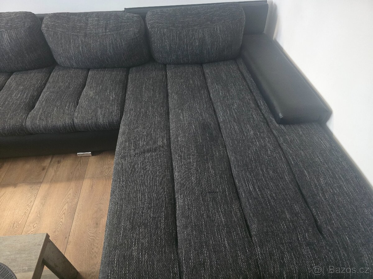 Sedací souprava, černá/černý melír - 2