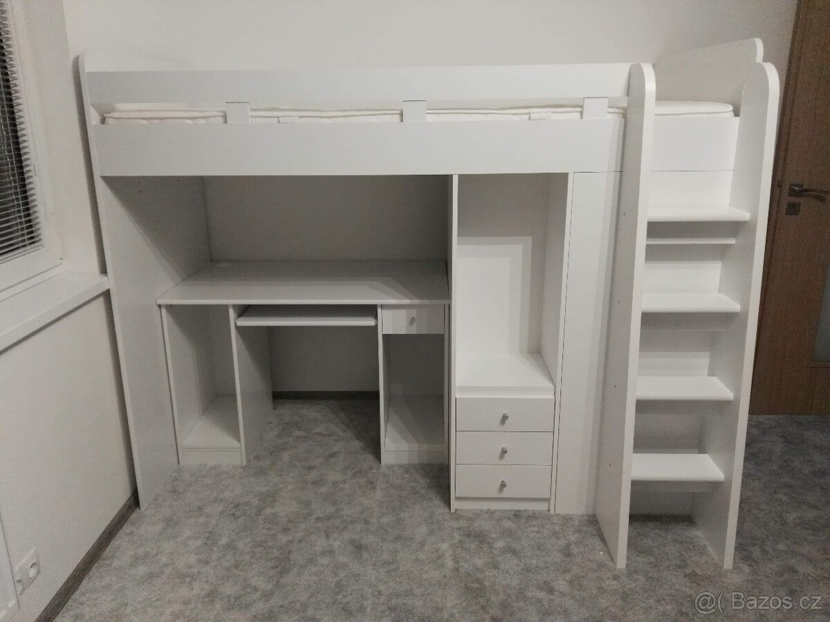 Vysoká postel se stolem a skříní - 2