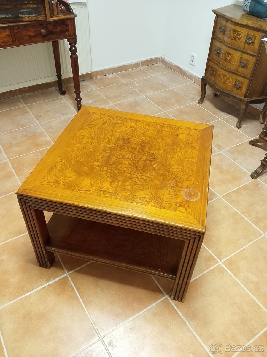 Stylový historický konferenční stolek – masiv, patina, po ož - 2