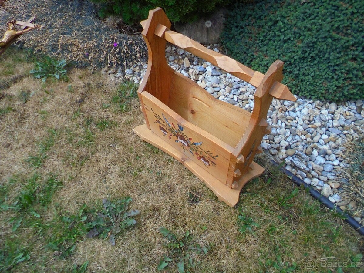 2x dřevěná přihrádka na noviny - 2