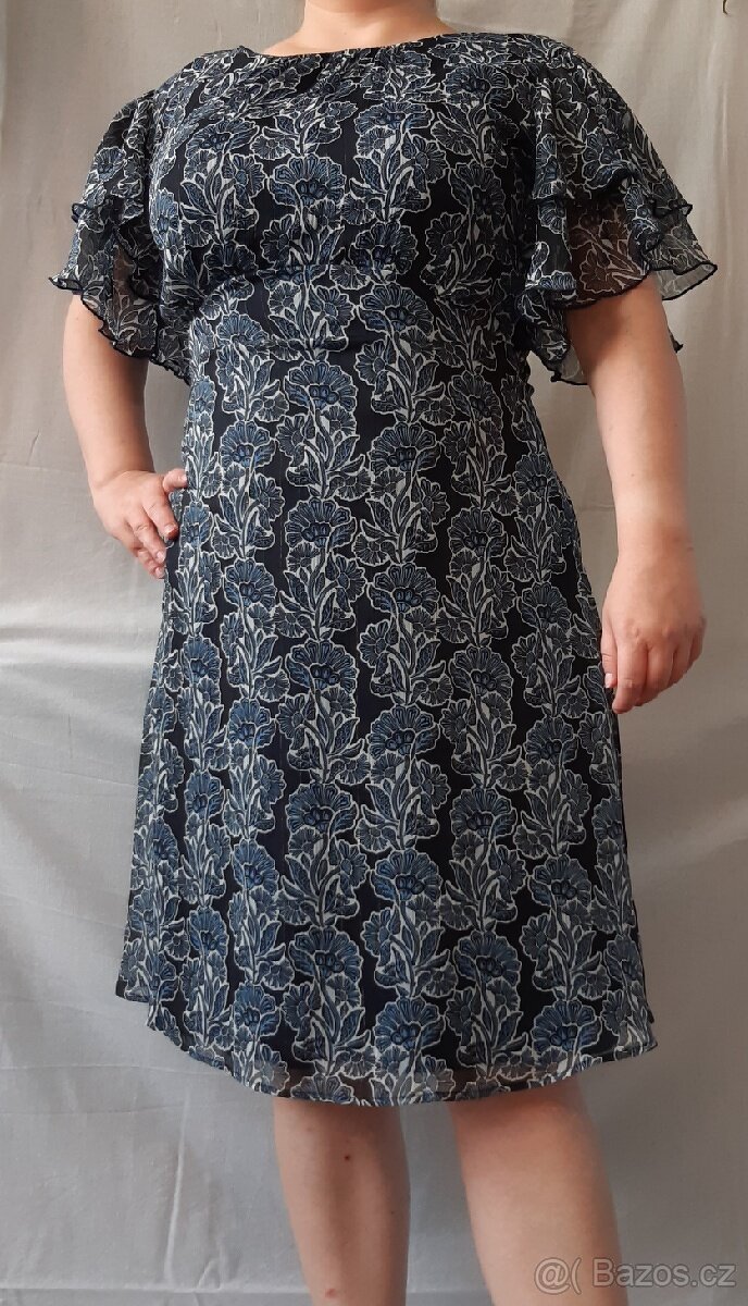 Šaty modré květované Orsay - 2
