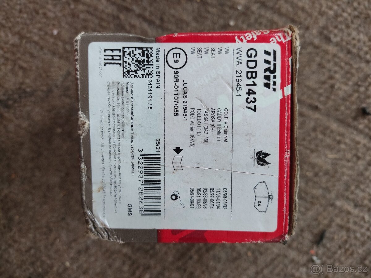 Brzdové destičky TRW GDB1437 - 2