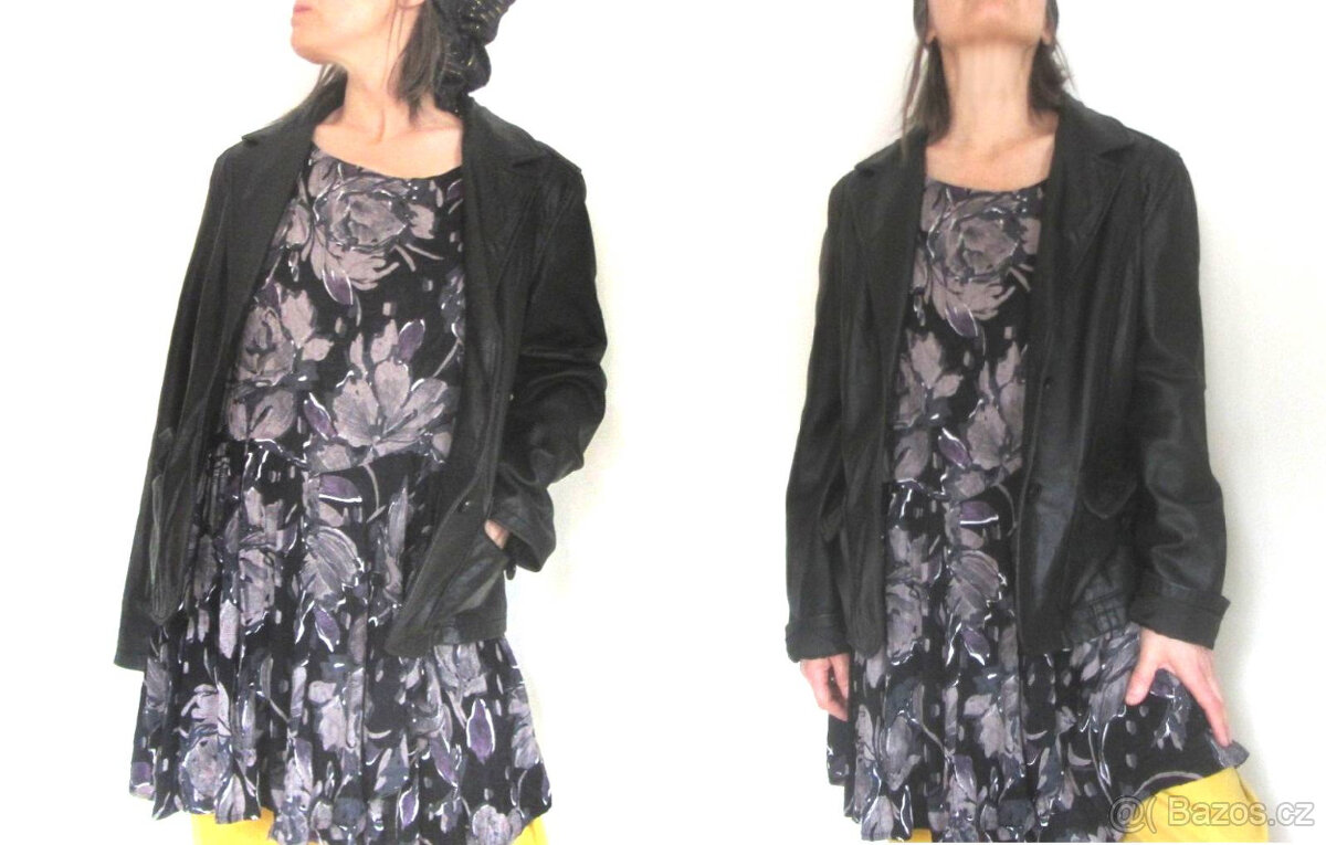 Černá dámská kožená bunda - 2