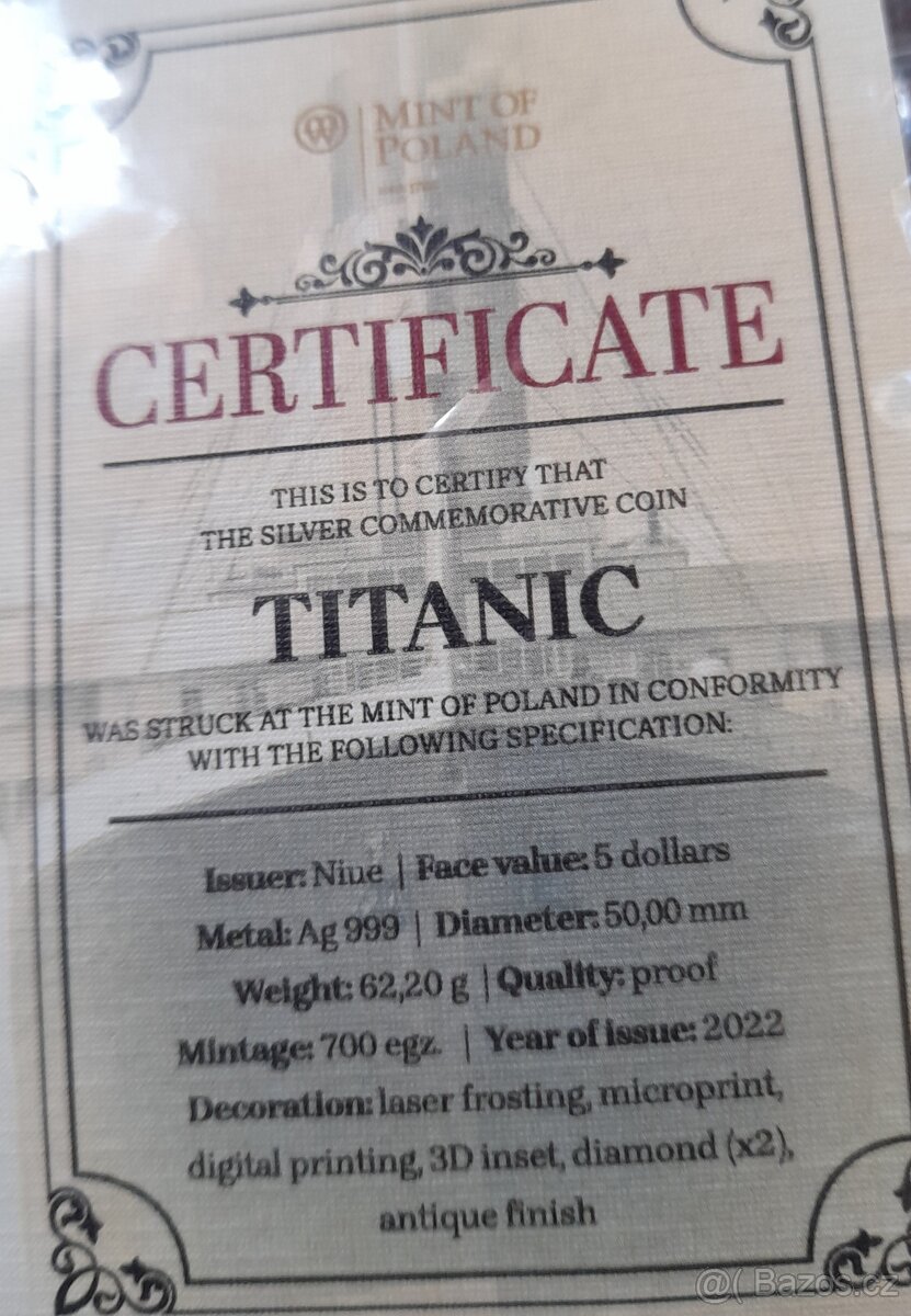 Unikátní stříbrná 3D mince Titanic - 2
