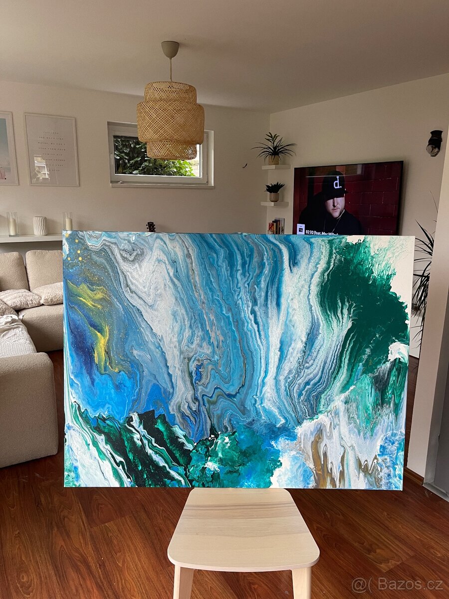 🖼️ Originálnà abstraktnà obraz – Fluid Art (120x90cm) - 2