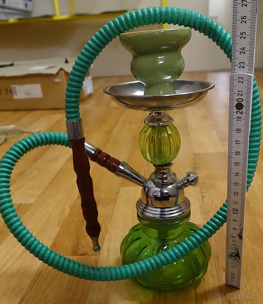 Malá vodní dýmka – zelené sklo, kompletní sada - 2