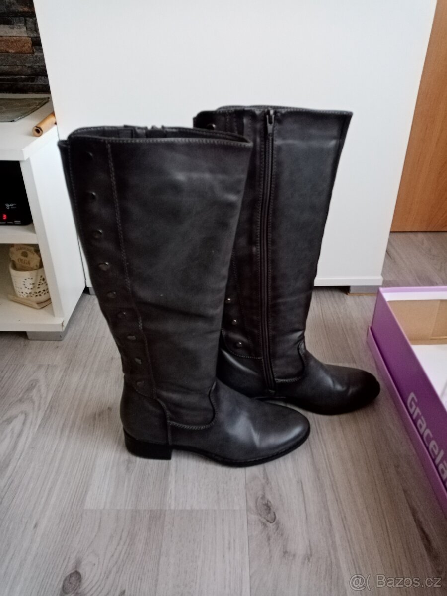 Tmavě šedé kozačky - 2