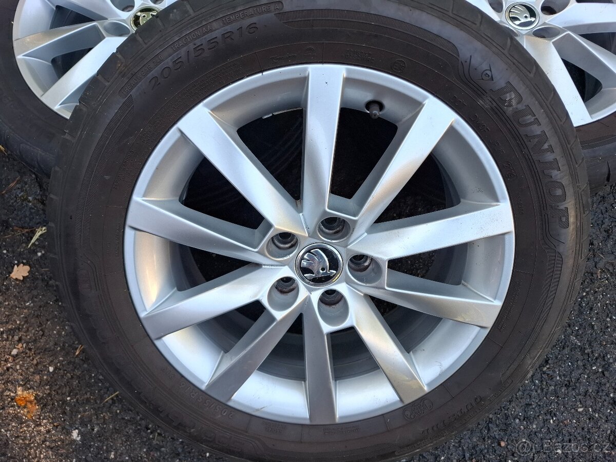 Alu kola 16" Škoda Alaris 5x100 s pneu 205/60R16 - 2