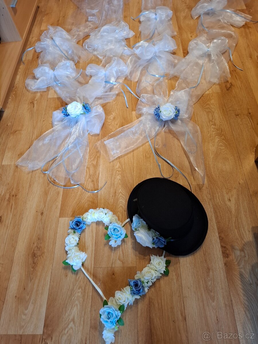 Svatební dekorace na auto - modrá - 2