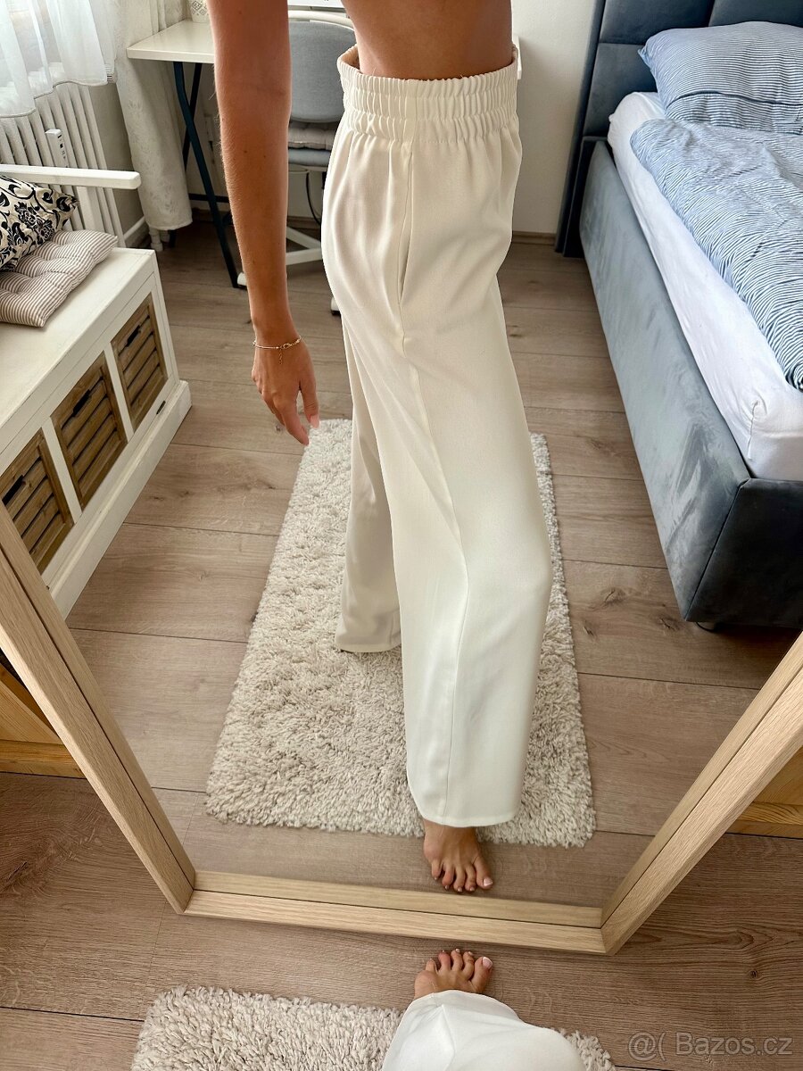 Bílé elegantní kalhoty Zara - 2