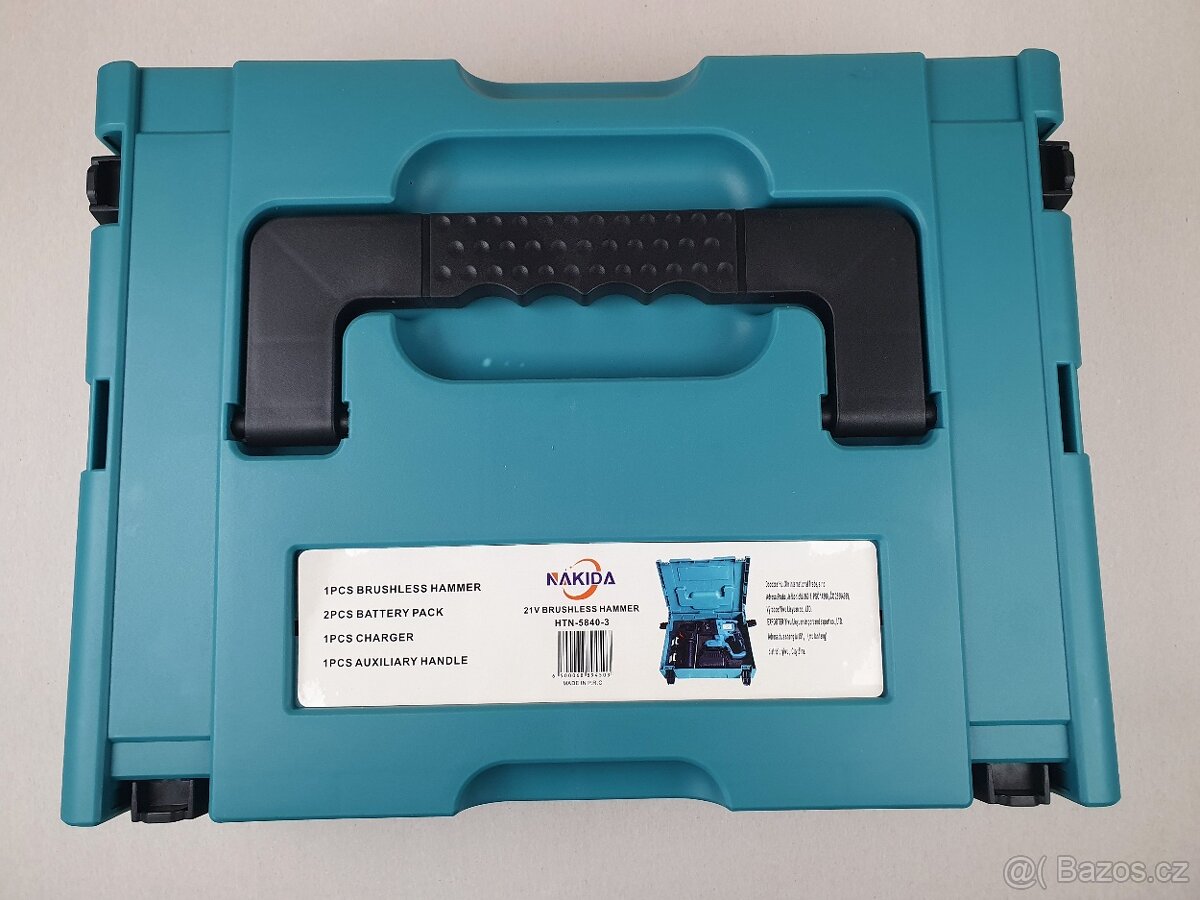 Aku vrtací sekací kladivo, 21V, NAKIDA, brushless. - 2