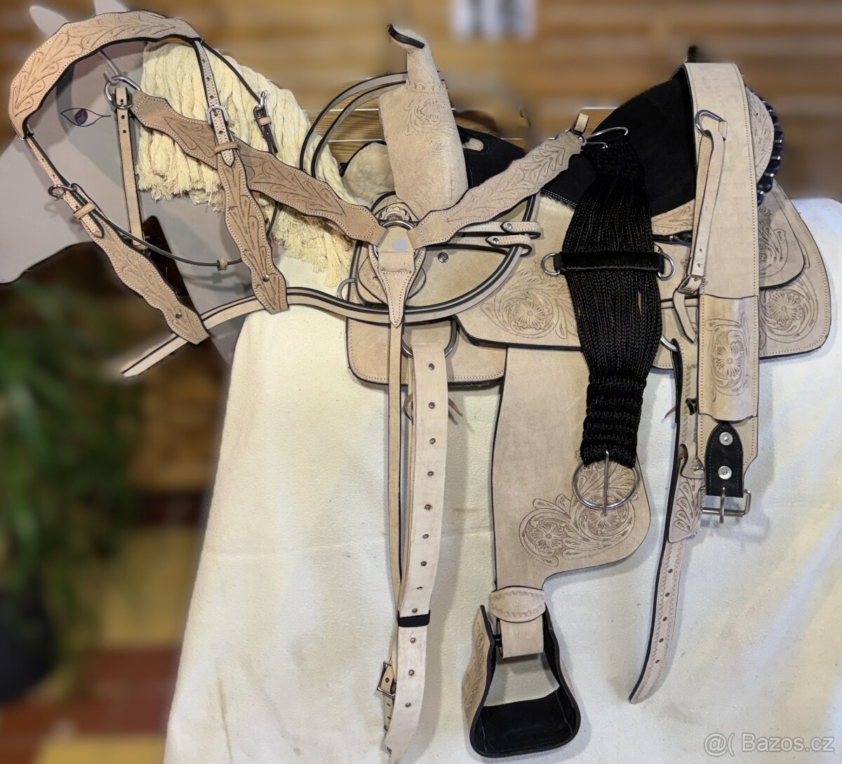 Westernový sedlový komplet 16) světle přírodní - 2