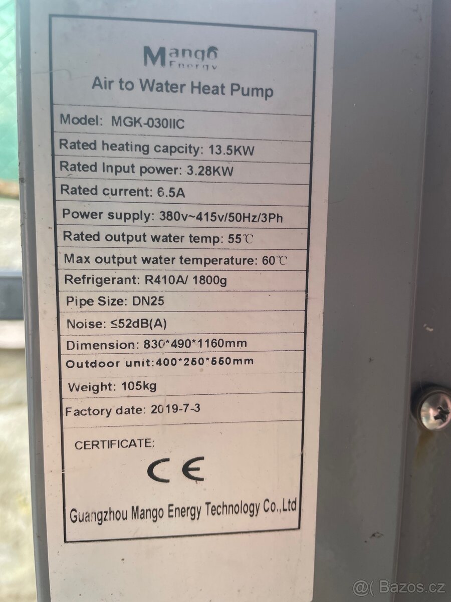 Tepelné čerpadlo vzduch voda. - 2