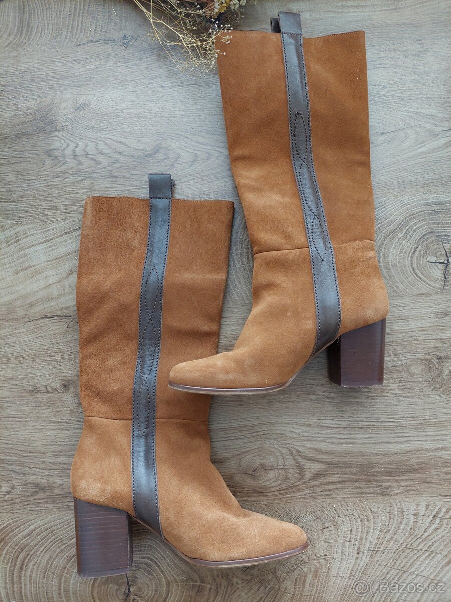 Vel. 38 Mango kožené kozačky - 2