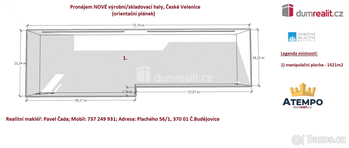 Pronájem, skladovací (výrobní) hala, České Velenice 555, Čes - 2