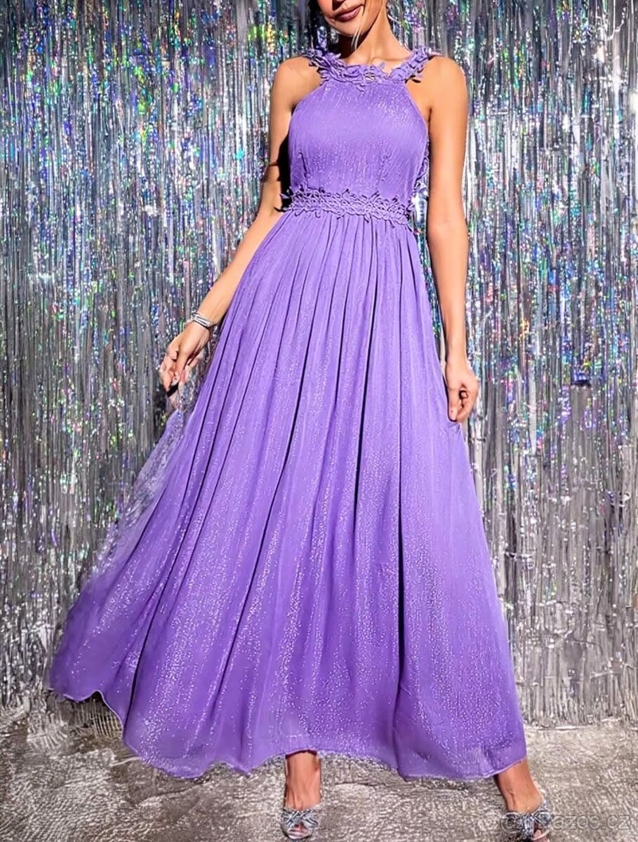 NOVÉ plesové šaty TŘPYTIVÉ FIALOVÉ - 2