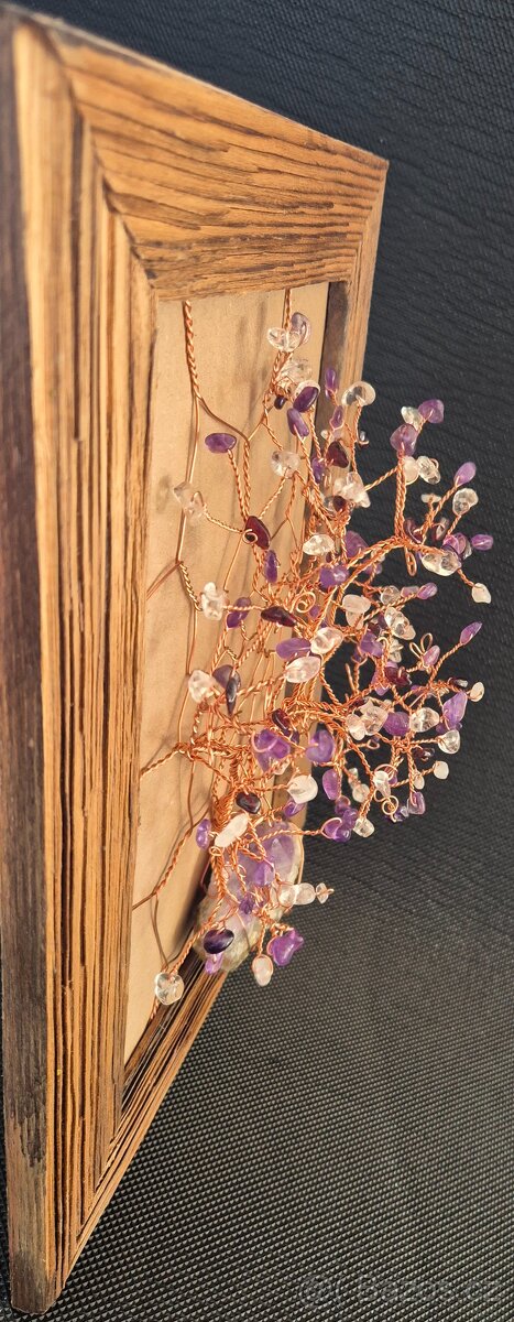 🌳 Strom života a štěstí v obrazu – Jabloň hojnosti -Ametyst - 2