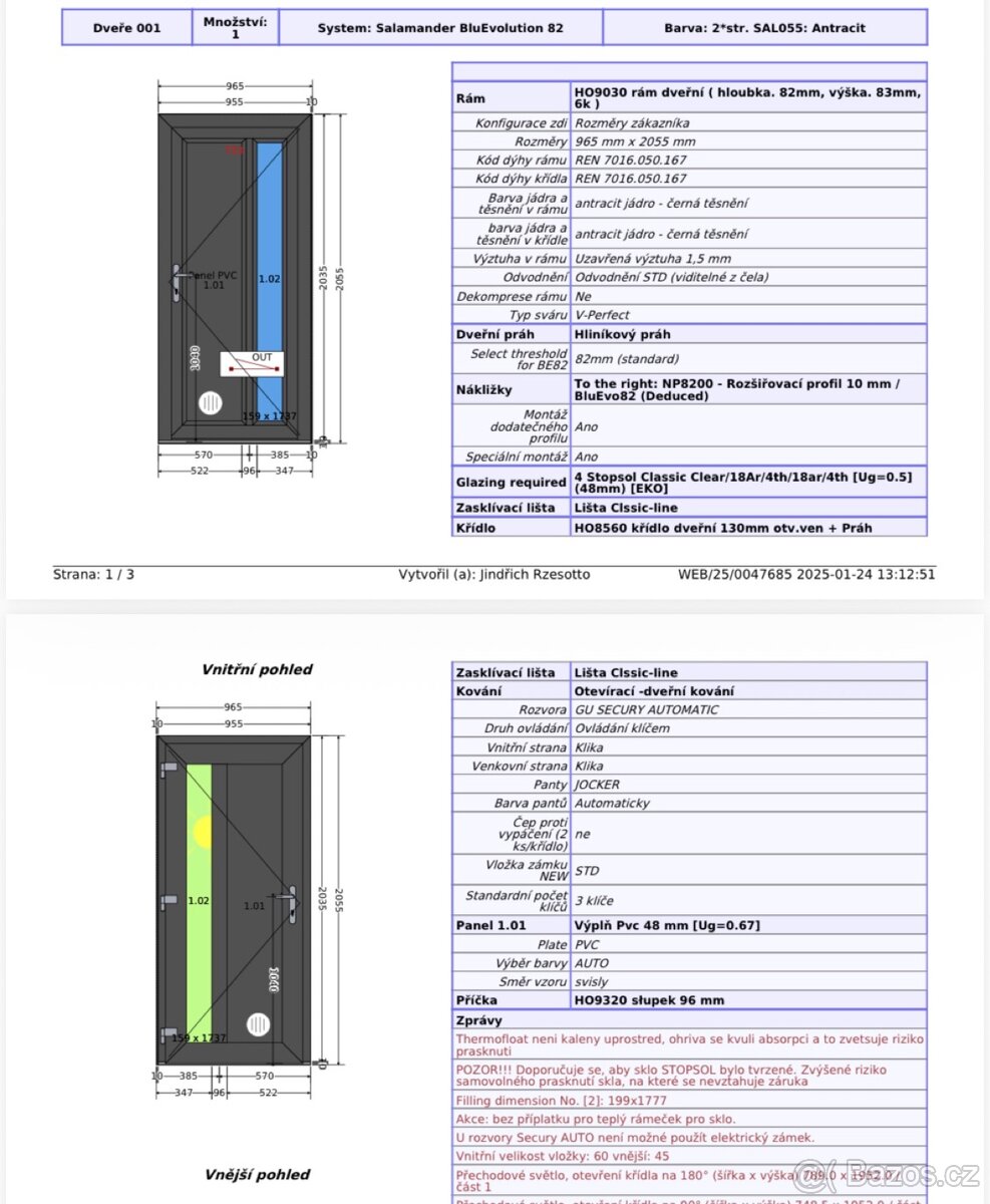 Pvc Vchodové dveře 965 x 2055 - 2